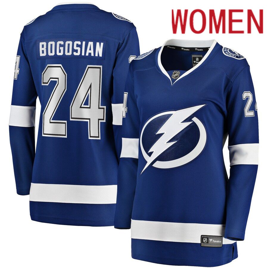 Women Tampa Bay Lightning #24 Zach Bogosian Fanatics Branded Blue Home Breakaway Player NHL Jersey